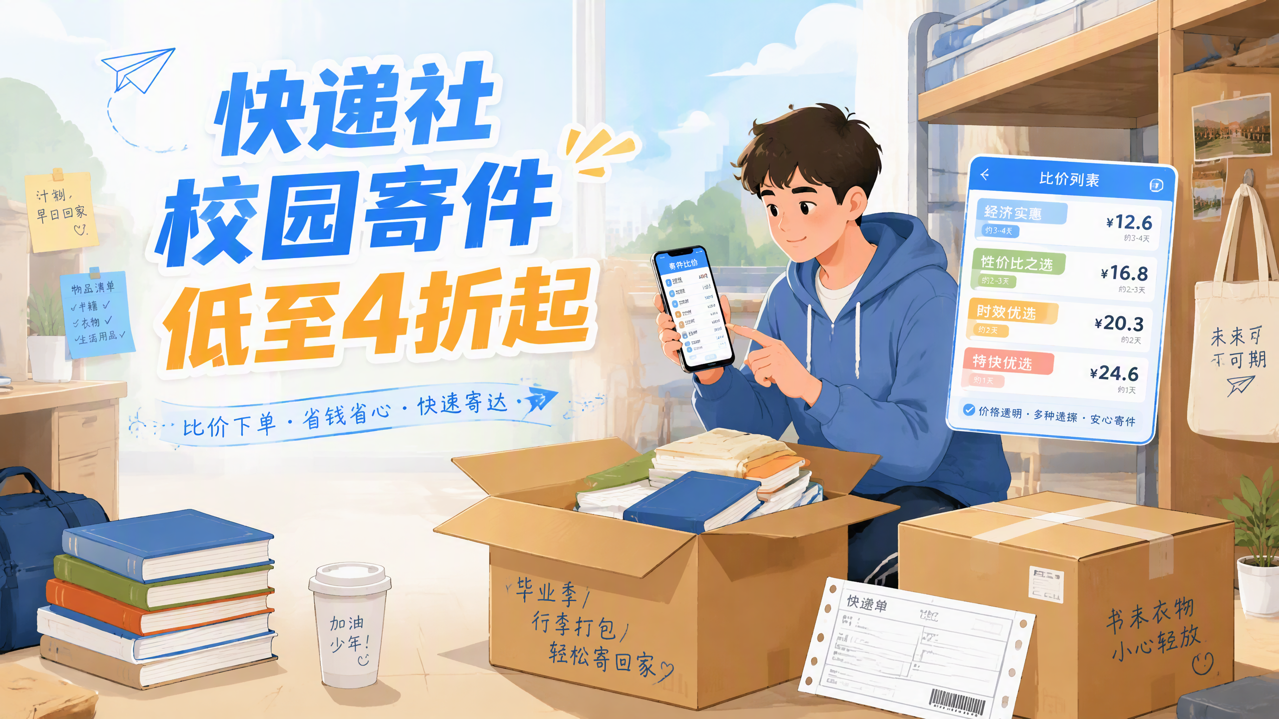 校园寄快递怎么最便宜？快递社学生寄件比价低至4折起省六成