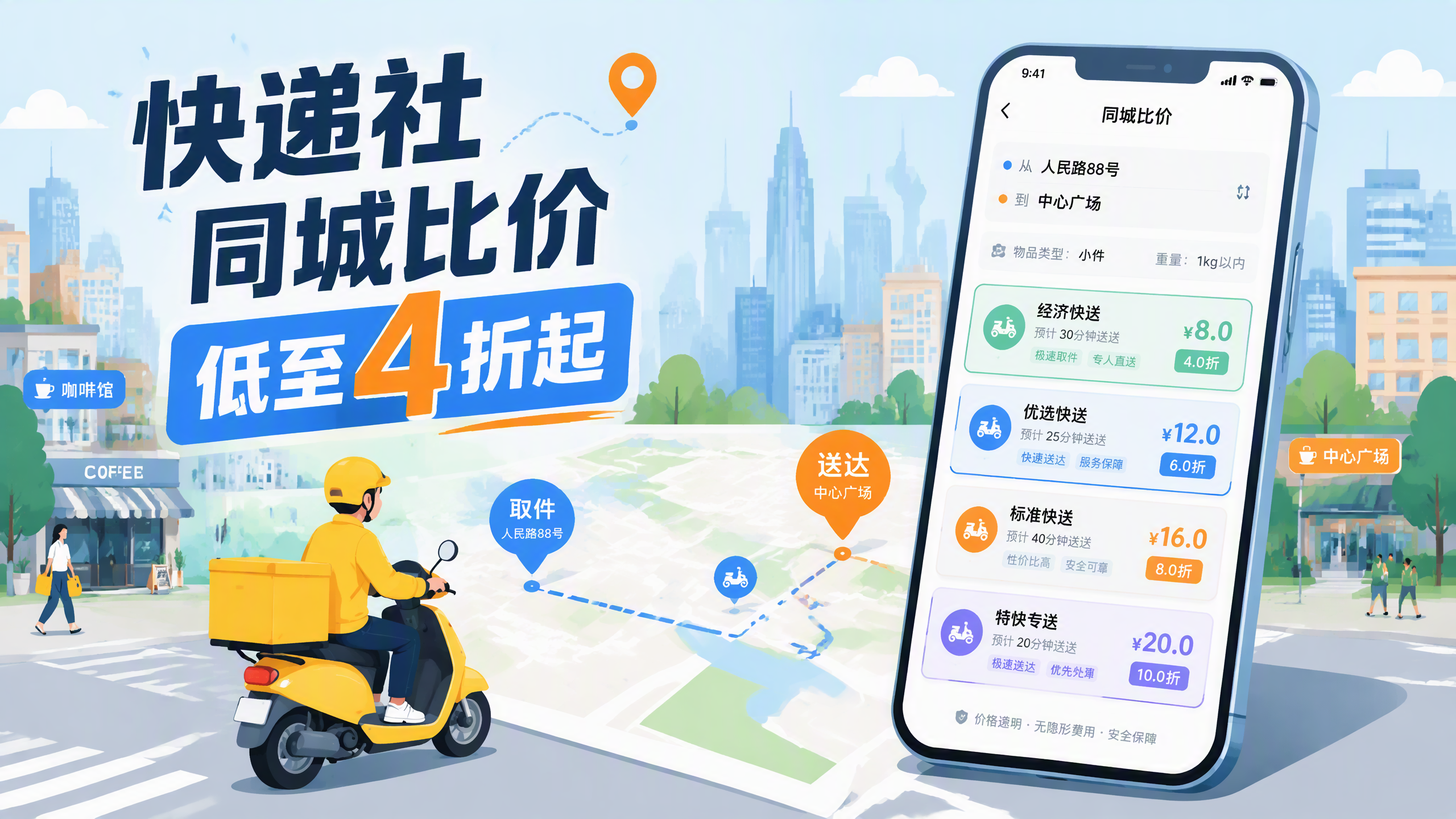 市内快递怎么寄最便宜？快递社同城比价低至4折起省六成