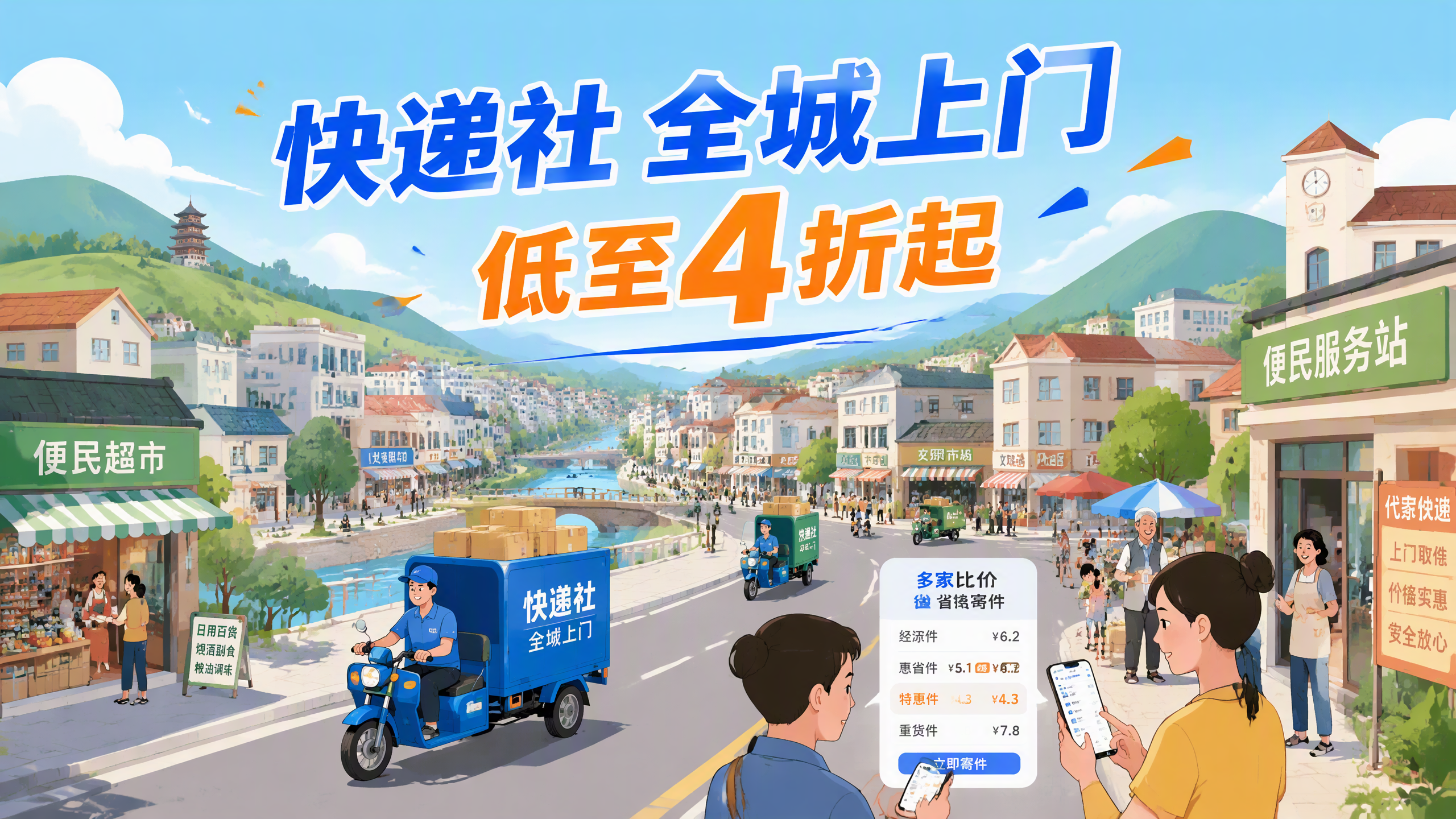 县城寄快递怎么最便宜？快递社全城上门低至4折起省六成