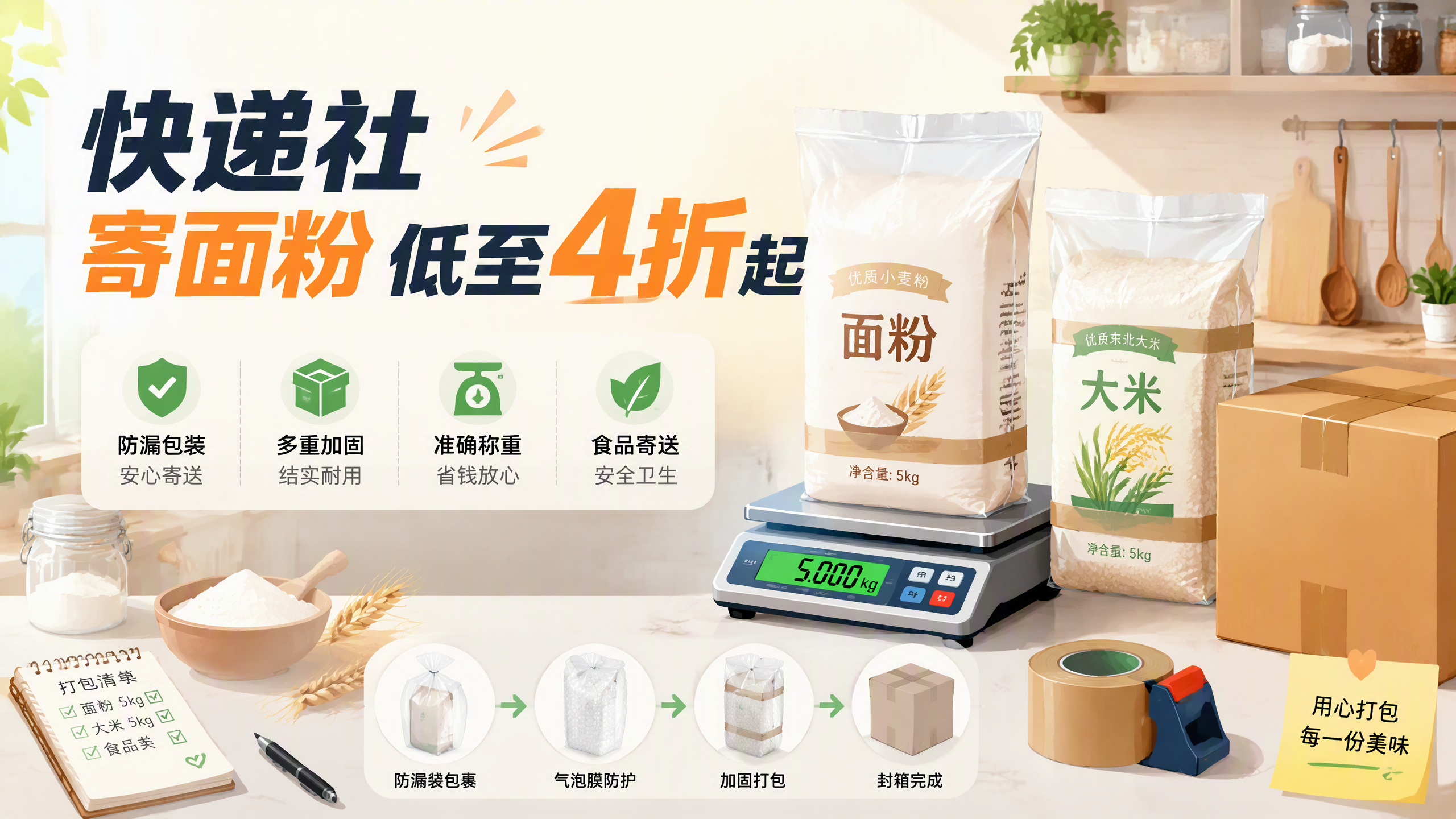 面粉快递怎么寄最便宜？快递社防漏比价低至4折起省六成